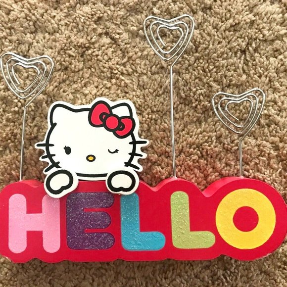 Hello Kitty Other - Hello Kitty Photo Holder Picture Memo Note Holder Rainbow Glitter "Hello"